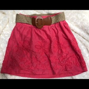Charlotte Russe Pink spring floral belted skirt 2